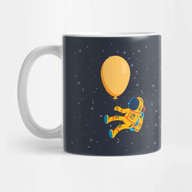 Astronaut hanging on a balloon in space by Ace design